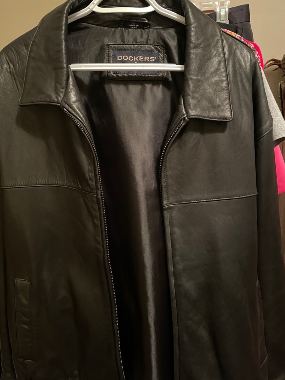 Dockers Black Leather Zip-Front Shirt Jacket